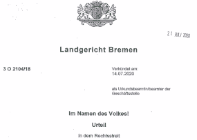 Urteil vom Landgericht Bremen zum VW Abgasskandal