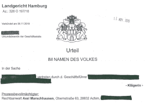 Urteil vom Landgericht Hamburg zum VW Abgasskandal