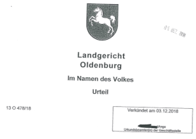Urteil vom Landgericht Oldenburg zum VW Abgasskandal